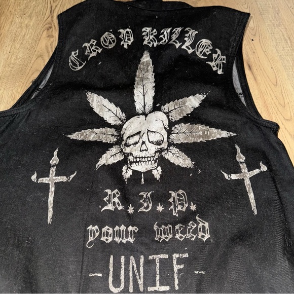 Unif Black Denim Pot Crop Killer Vest - Picture 8 of 9